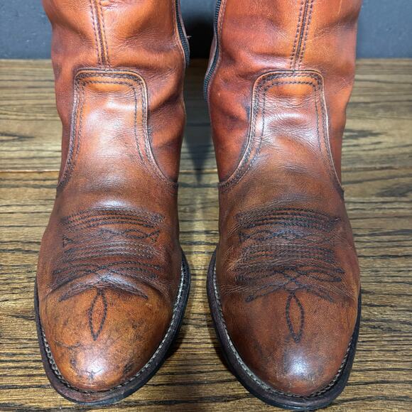 Vintage Acme Men’s 11.5D Brown Leather Zip Western Ankle Boots Made In USA - Picture 9 of 9
